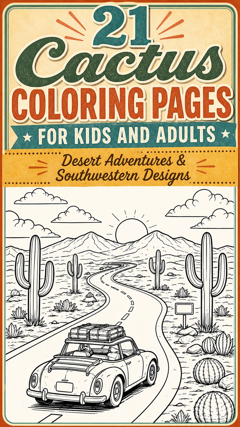 cactus coloring pages | cute desert plants | printable activity for kids and adults