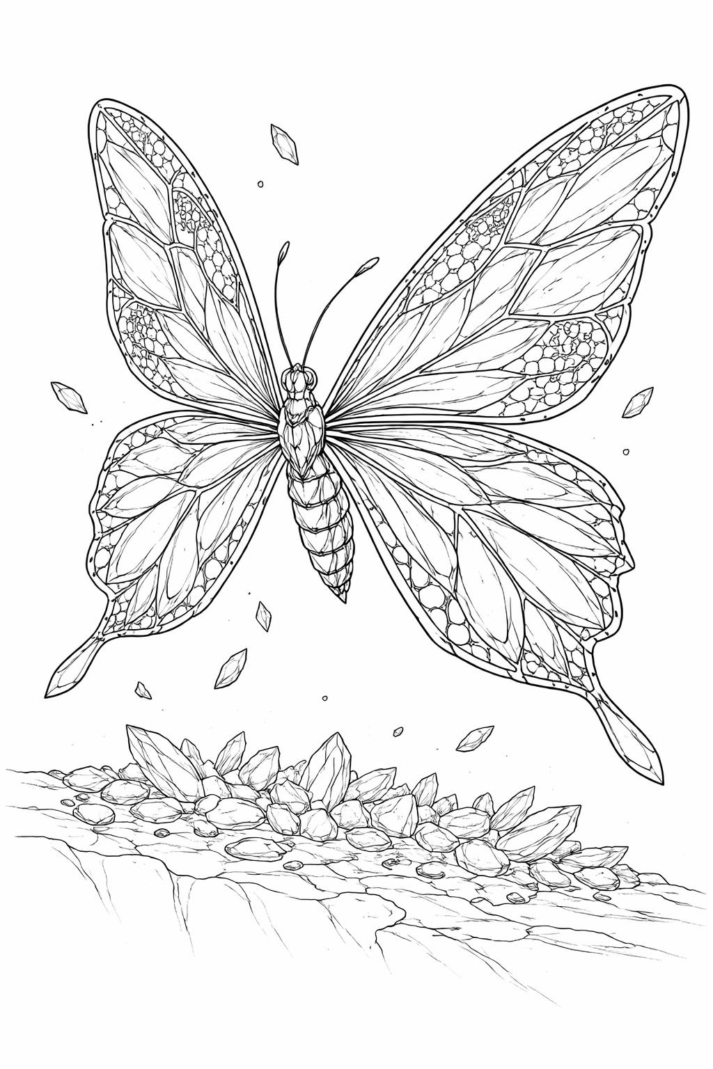 crystal and crescent moon coloring page | mystical celestial arrangement | adult coloring sheet