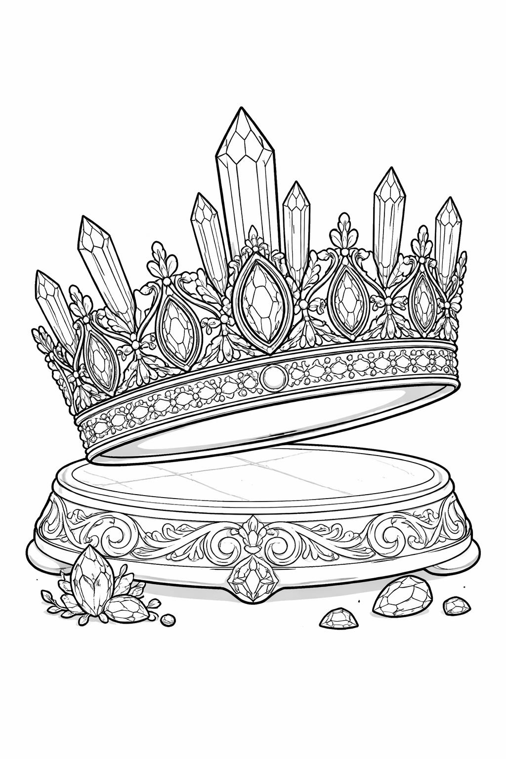 crystal necklace coloring page | ornamental stones and beadwork | intricate adult coloring sheet