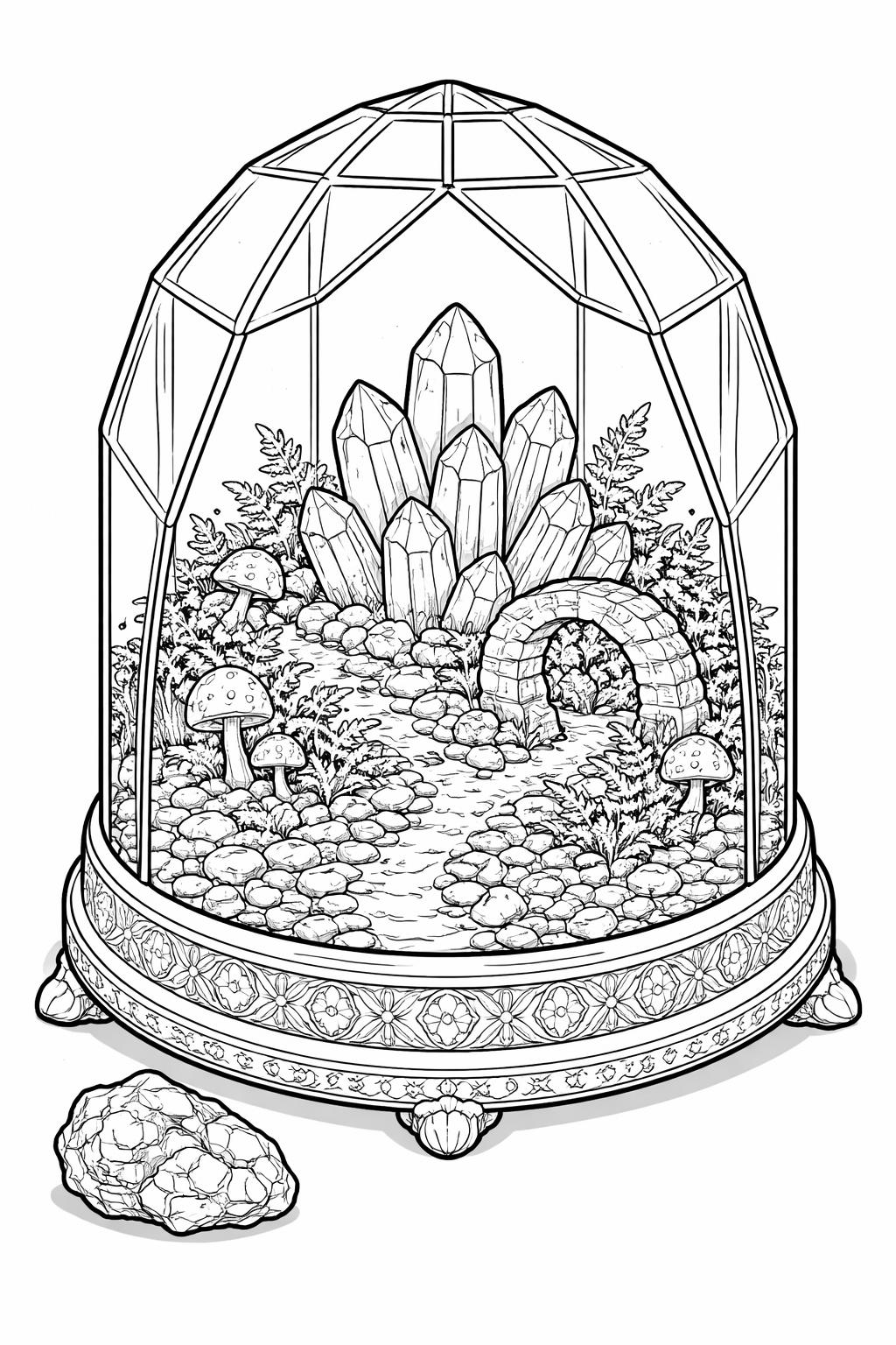 agate slice coloring page | layered stone patterns | relaxing printable gemstone artwork