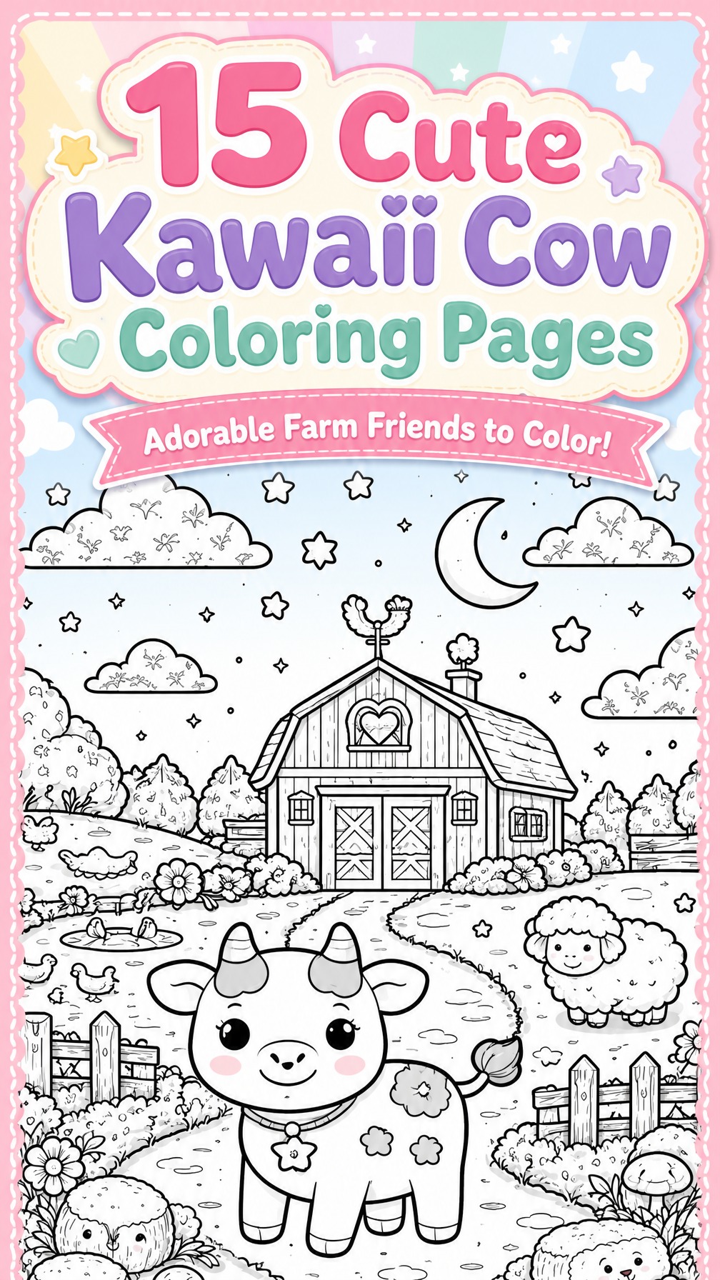 kawaii cow coloring page | cute smiling cow | printable kids activity