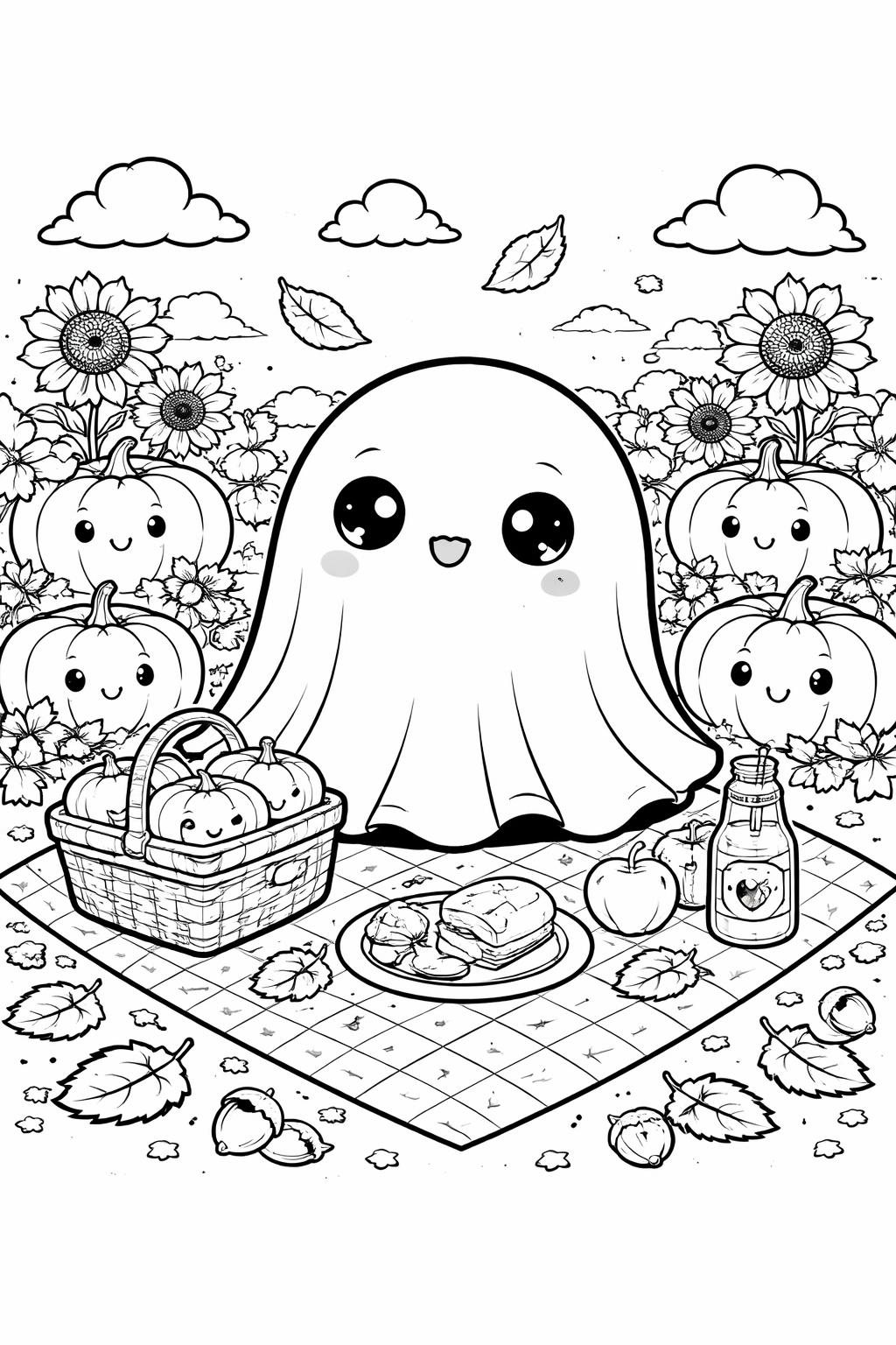 1. kawaii Halloween coloring pages | 21 adorable printable designs | cute spooky seasonal fun