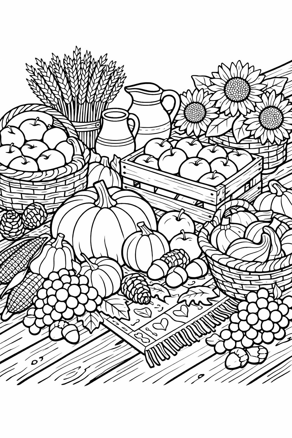 autumn forest coloring page | peaceful woodland scene | relaxing coloring sheet