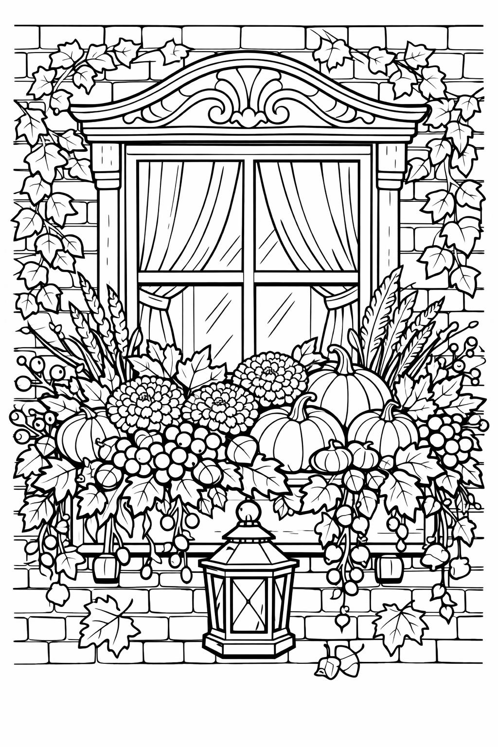 aesthetic acorn coloring page | detailed fall nature design | printable coloring sheet