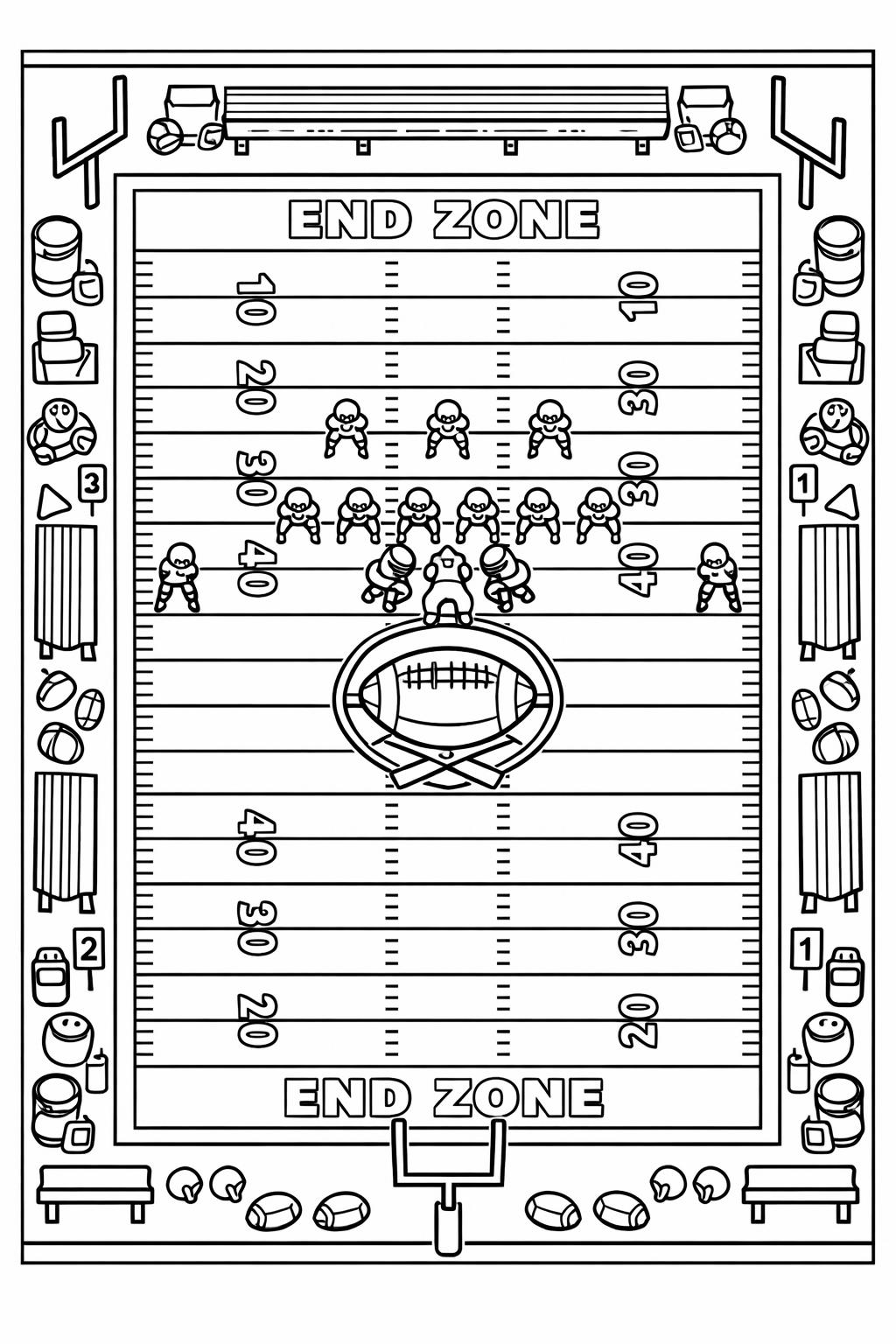 football stadium coloring page | American sports venue | detailed coloring sheet