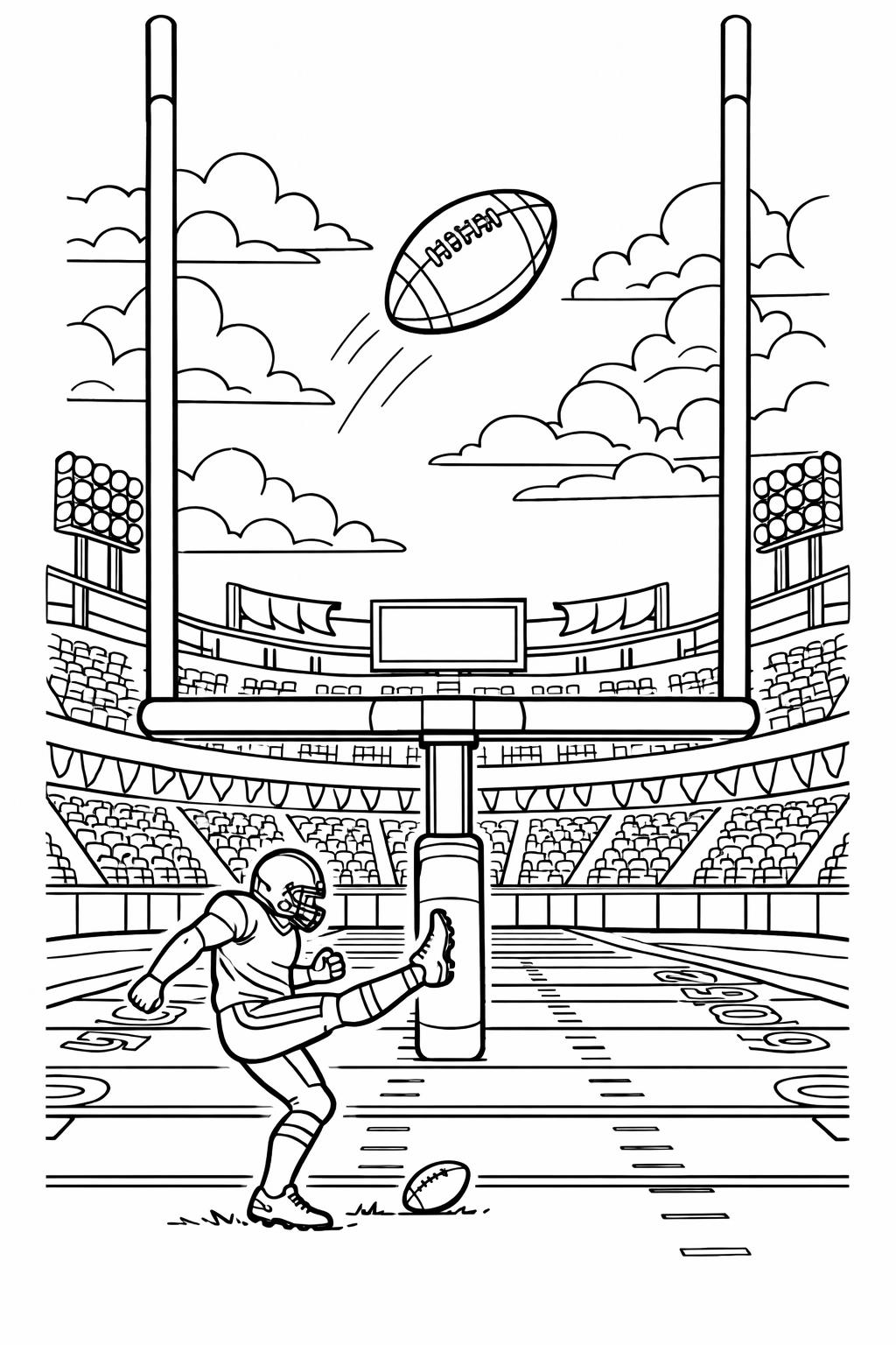 football touchdown coloring page | exciting sports scene | printable coloring activity