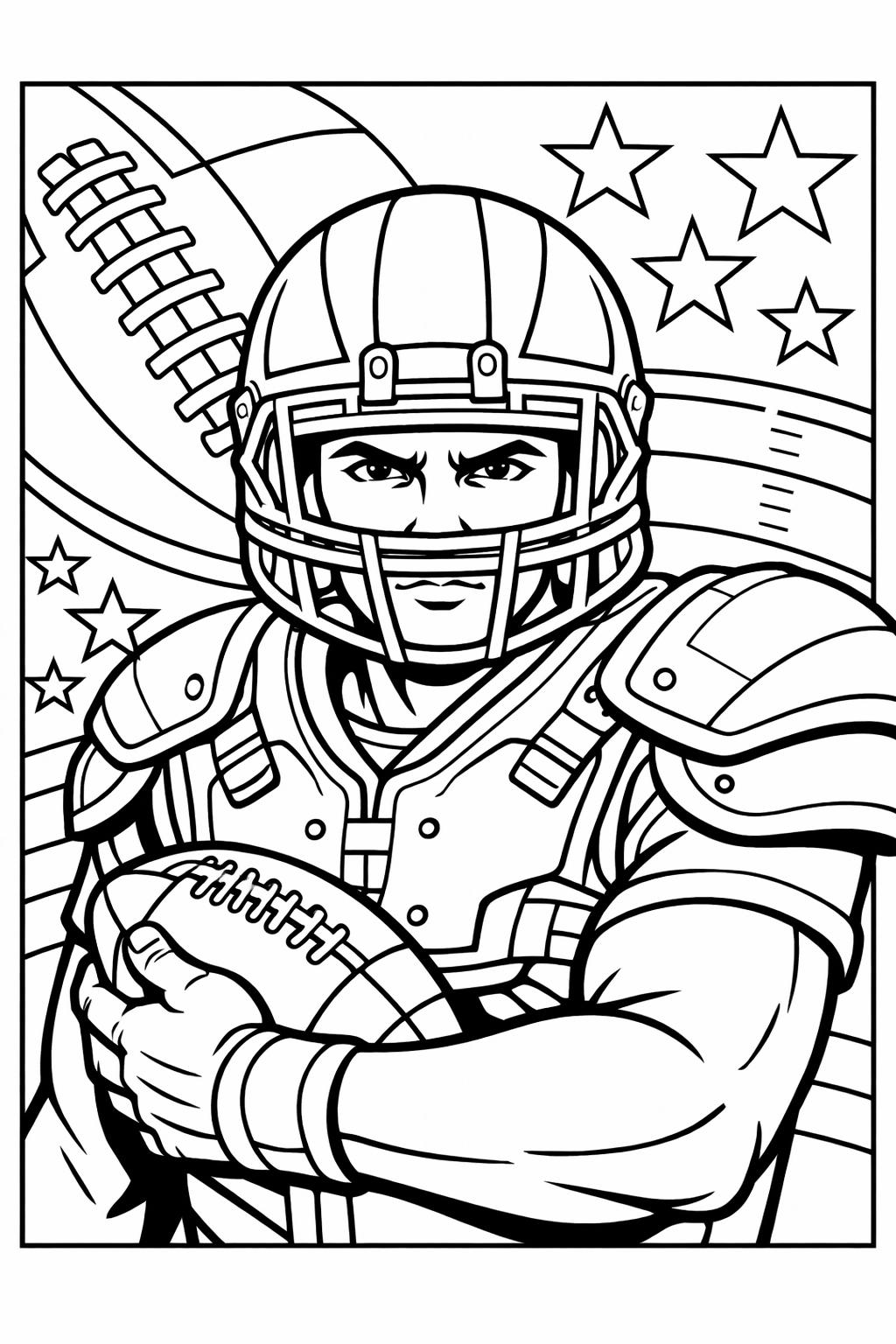football player running coloring page | American football scene | printable coloring sheet