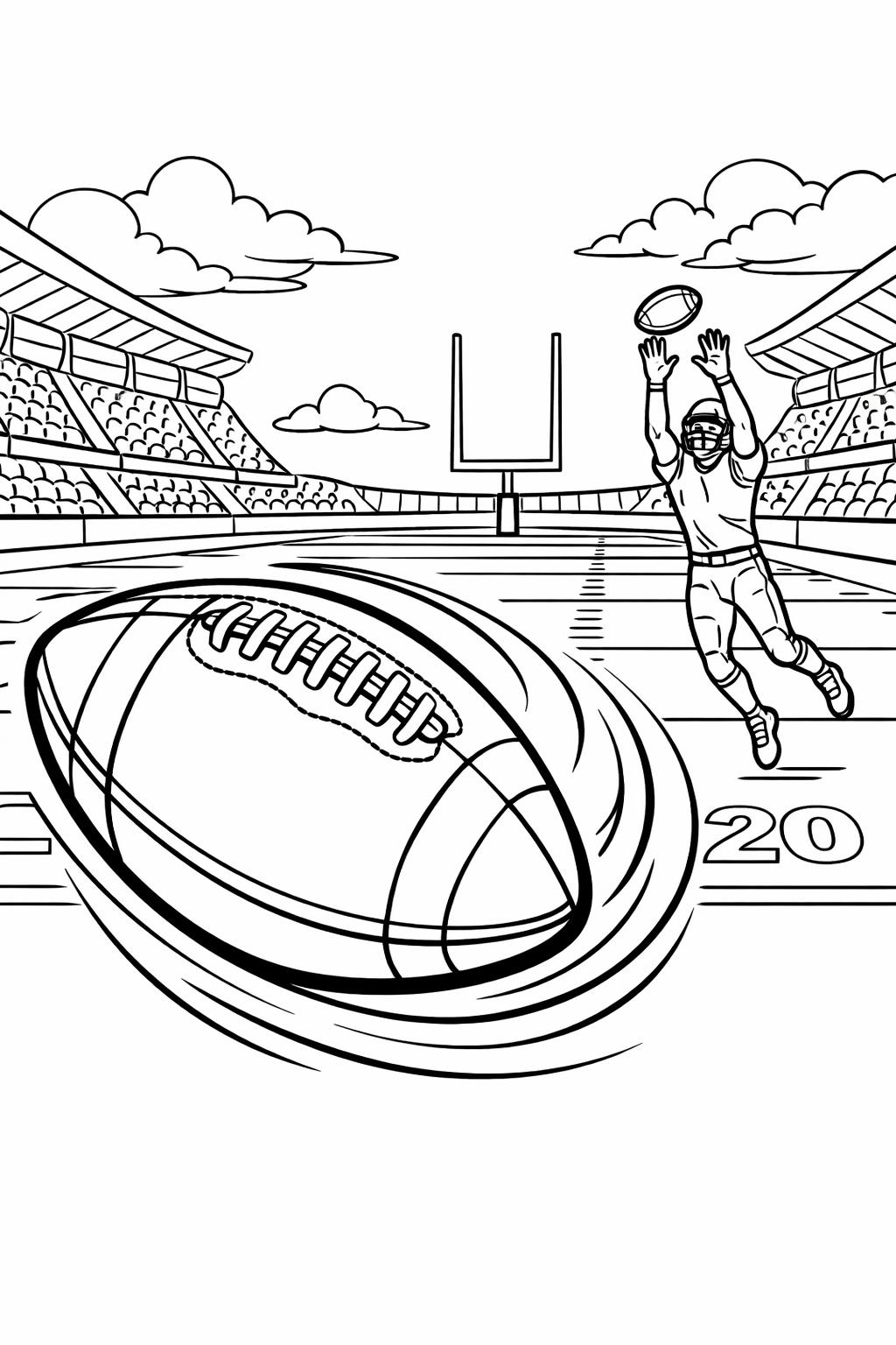 football touchdown celebration coloring page | sports action artwork | fun activity