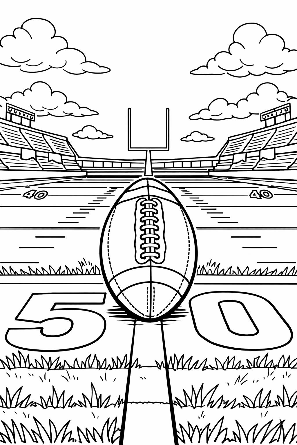 football and helmet coloring page | American football equipment | fun coloring sheet
