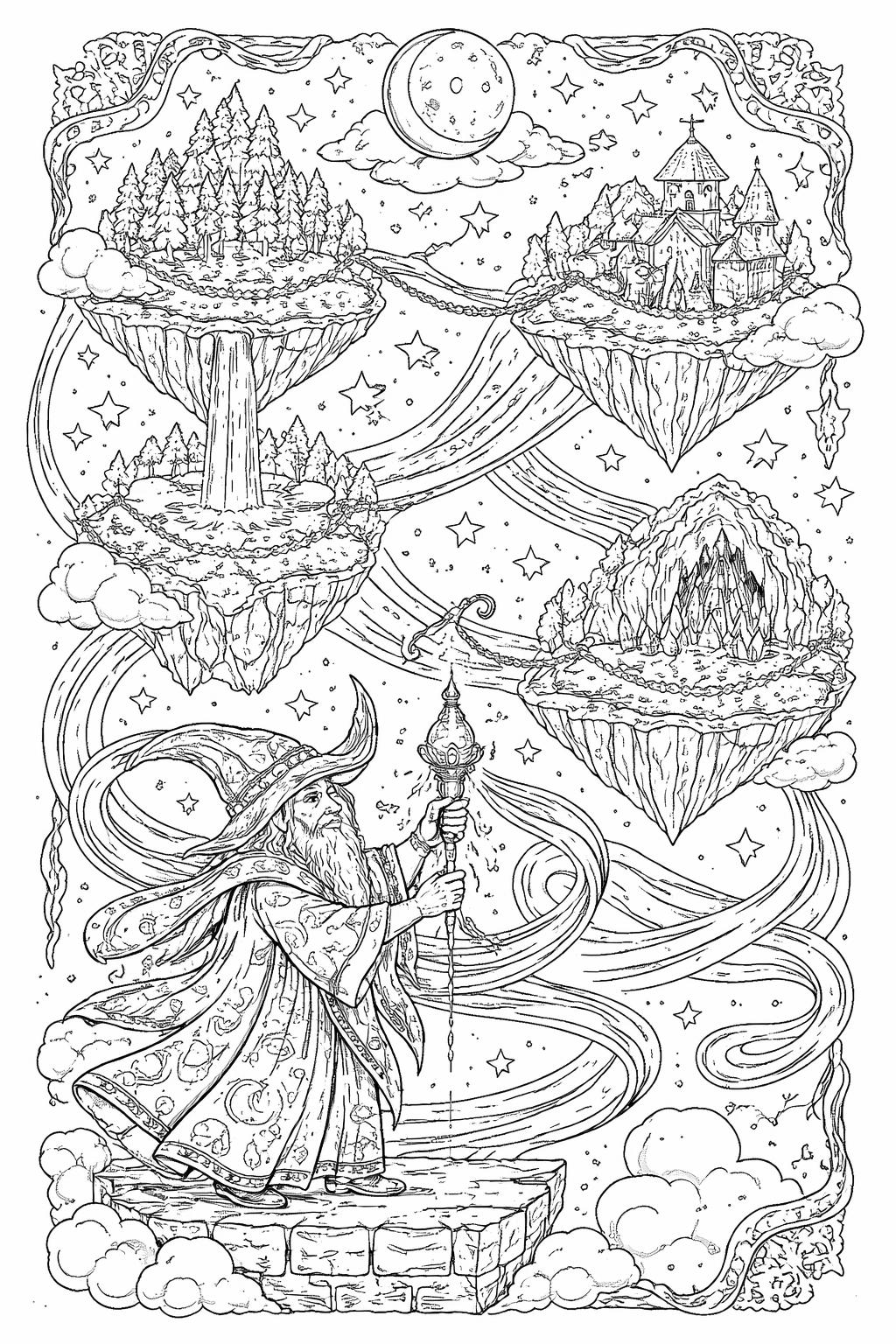 gnome riding a snail coloring page | playful woodland adventure | creative fantasy sheet