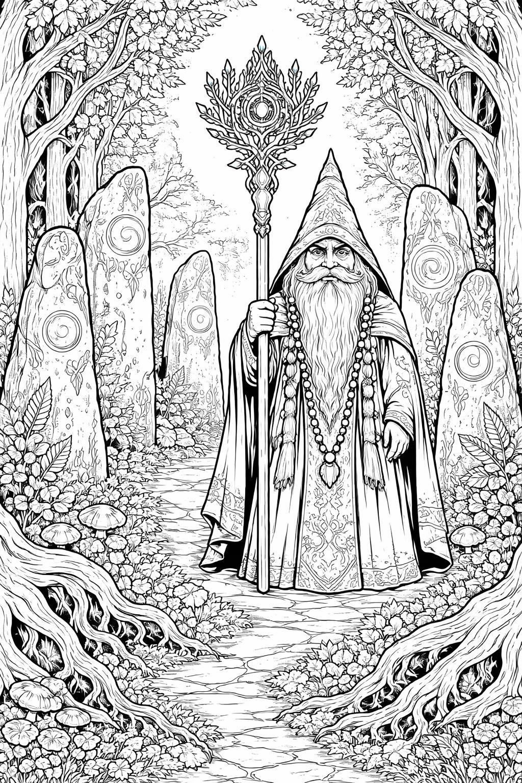 autumn gnome coloring page | pumpkins leaves and cozy clothes | seasonal printable design