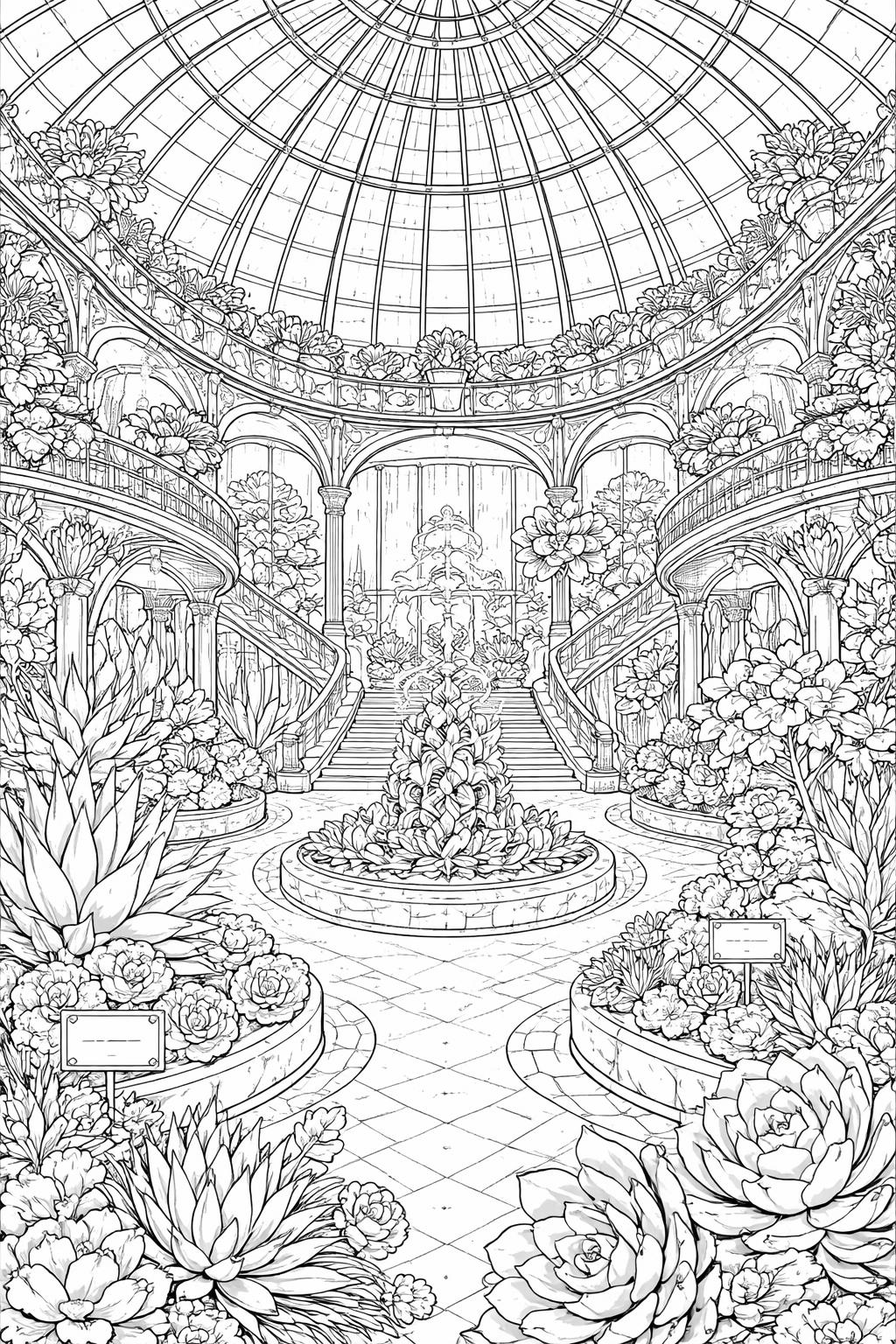 potted succulent coloring page | detailed fleshy leaves | adult botanical coloring sheet