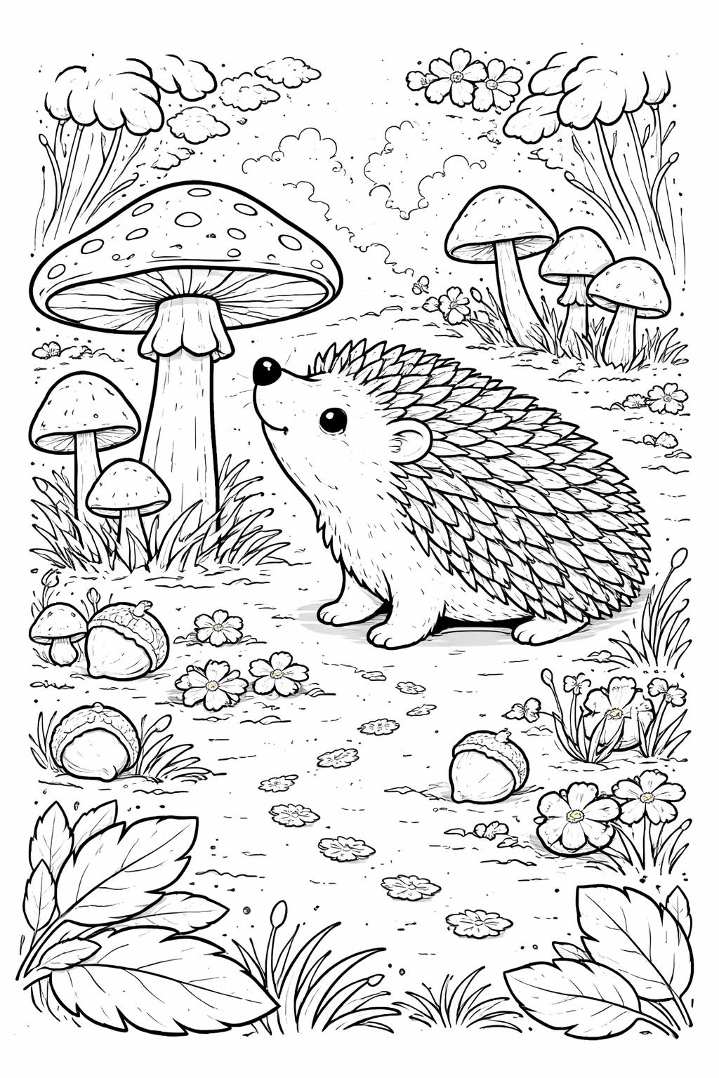 toadstool coloring page | classic spotted mushroom | easy nature coloring sheet