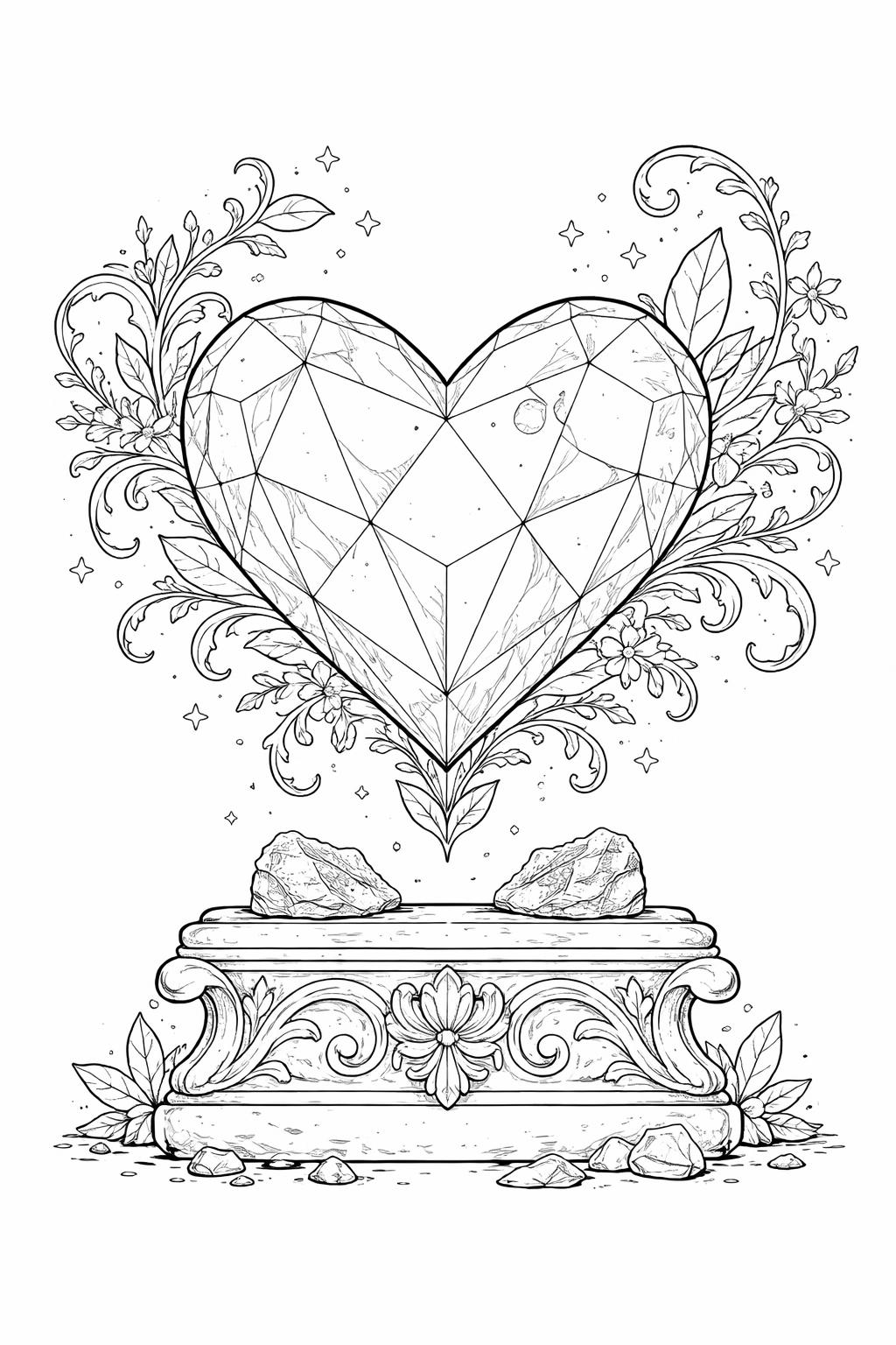 crystal pendant coloring page | decorative gemstone jewelry | intricate coloring activity
