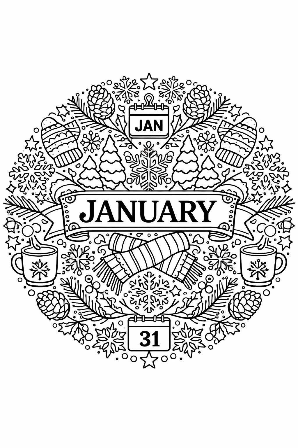 January sweater coloring page | warm winter clothing | fun seasonal coloring activity