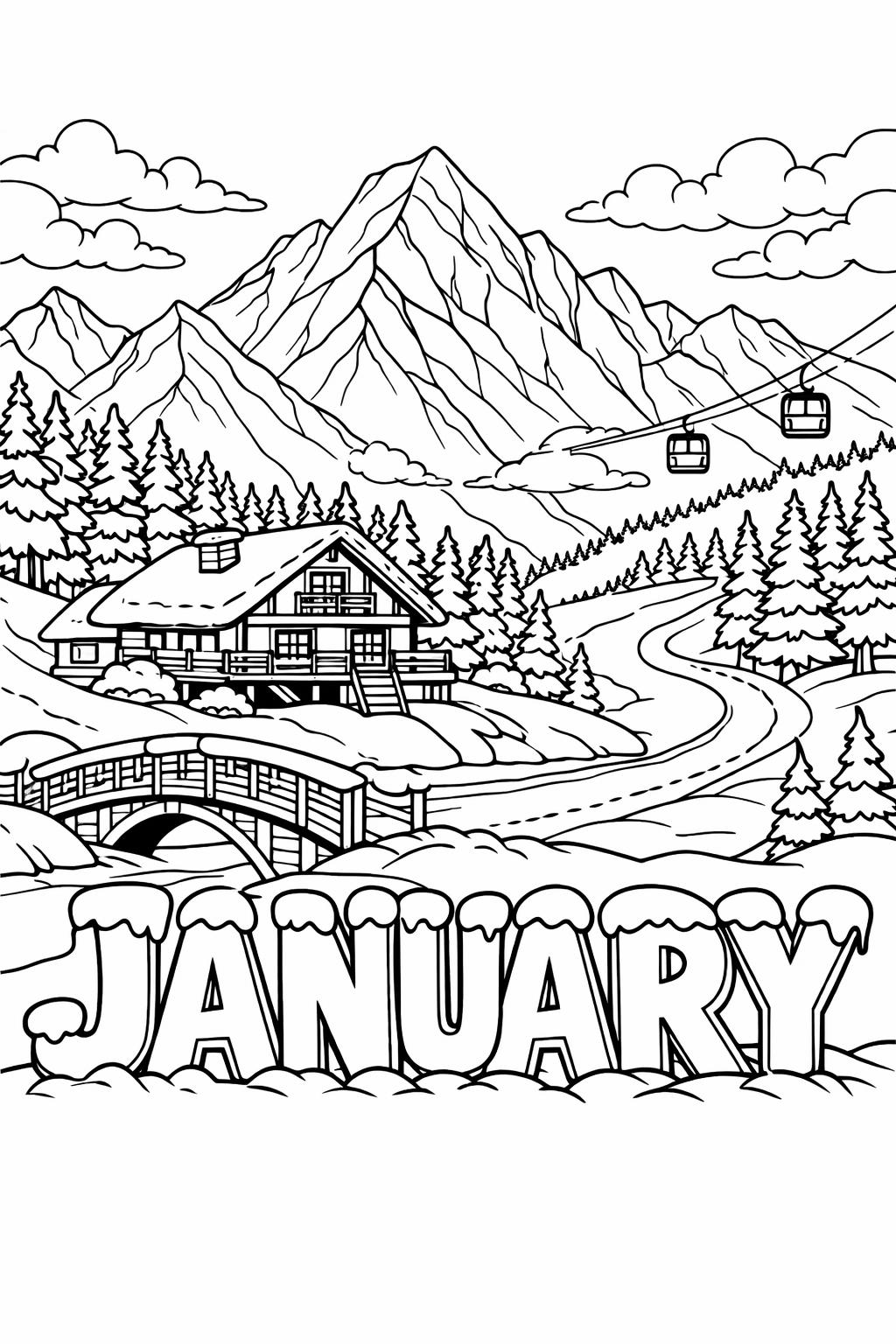 January polar bear coloring page | Arctic winter animal | kids printable coloring sheet