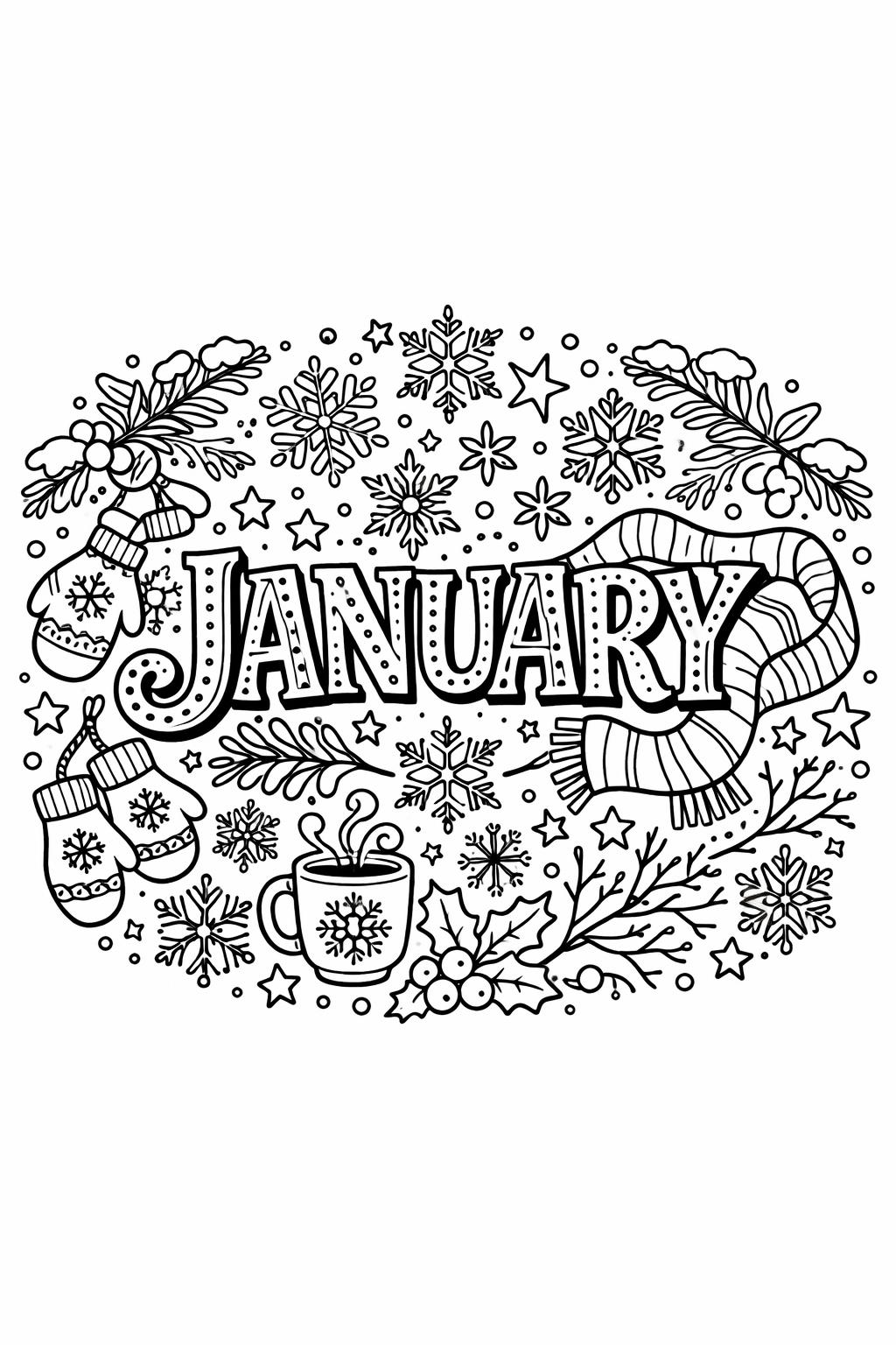 January coloring pages | 26 free printable winter designs | fun seasonal coloring activity