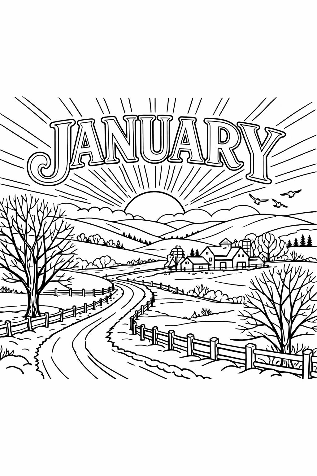 January scarf coloring page | cozy winter accessory | printable coloring sheet
