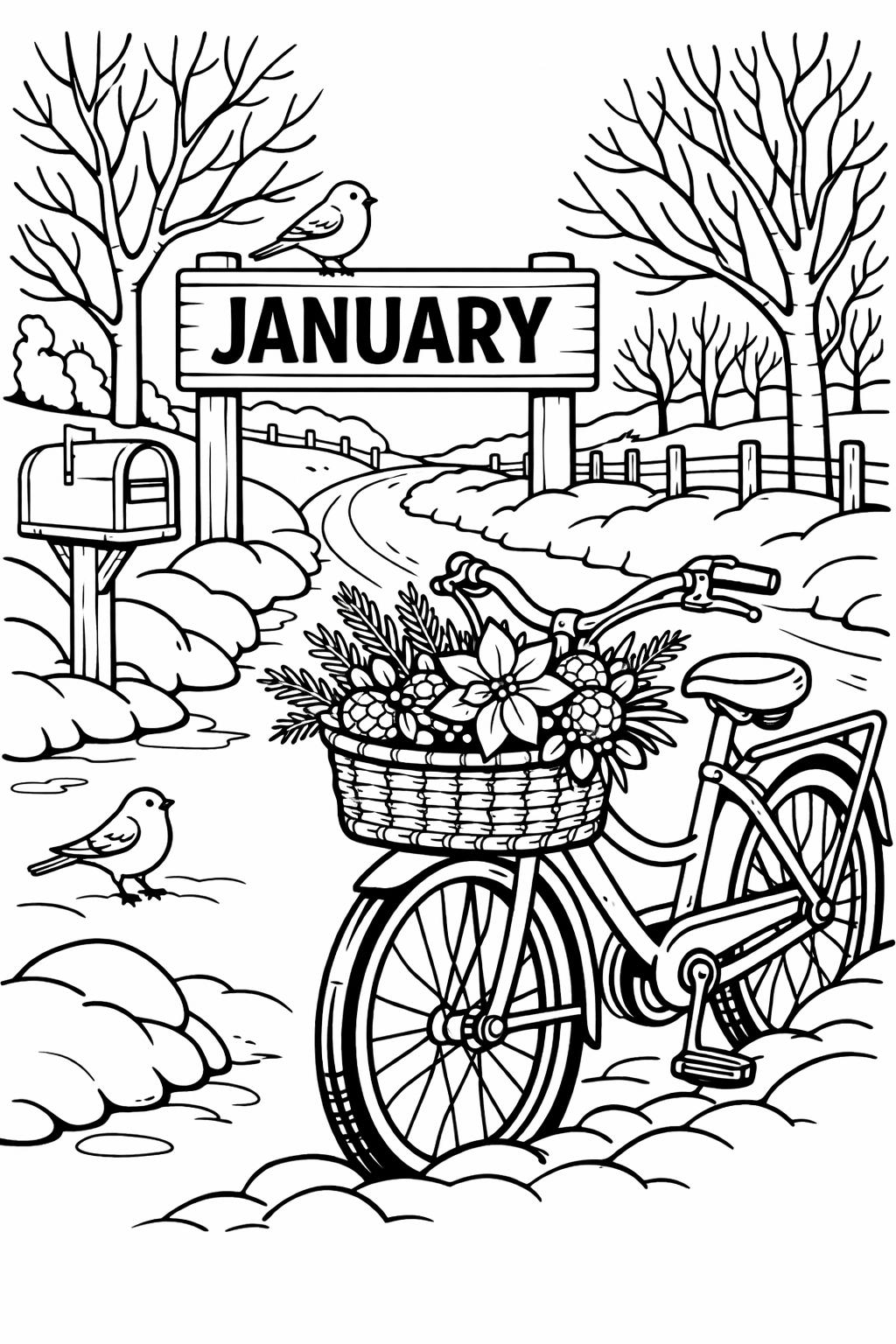 January snowflake coloring page | winter printable design | relaxing coloring activity