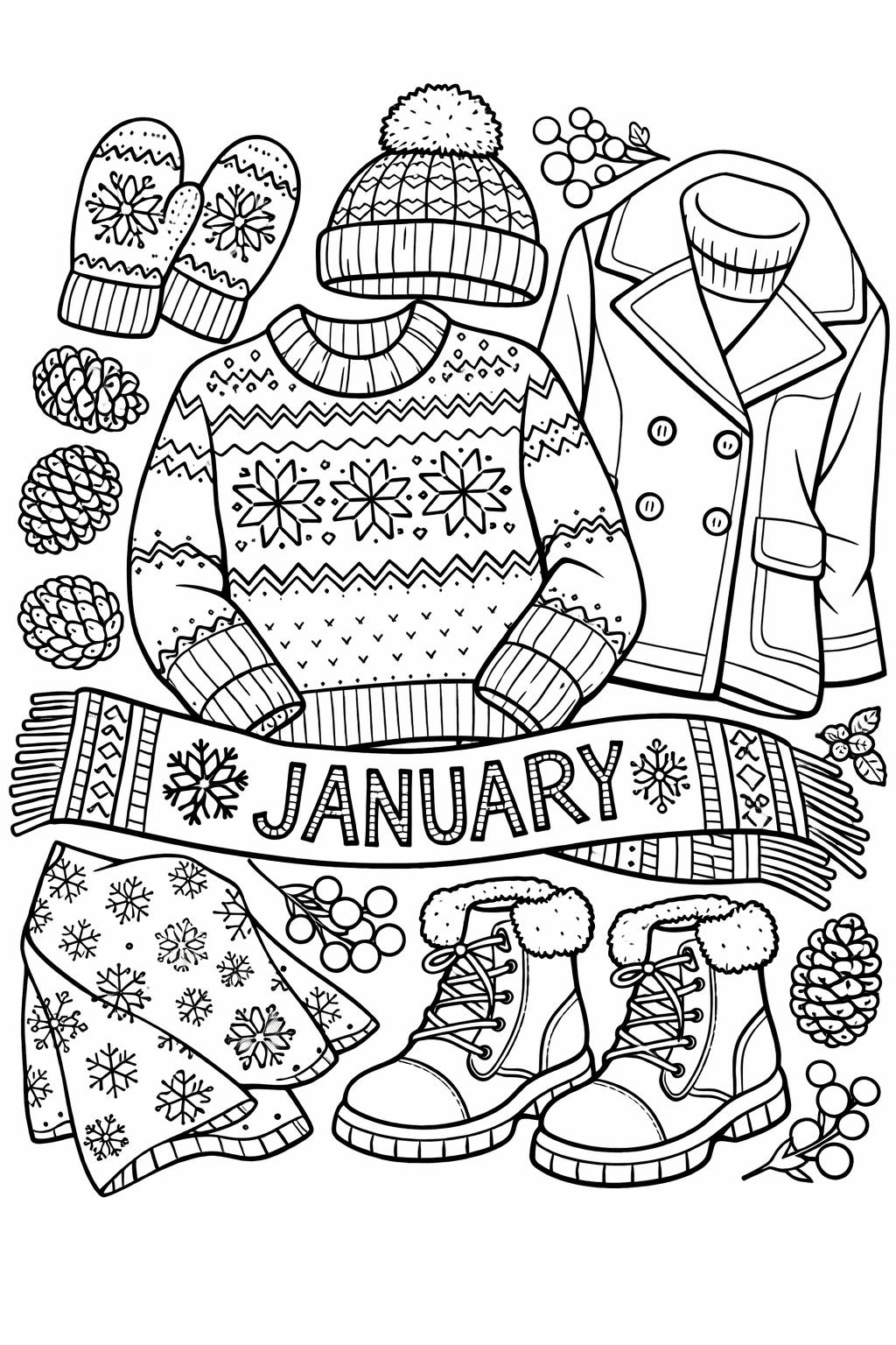 January penguin coloring page | cute winter animal | printable coloring activity