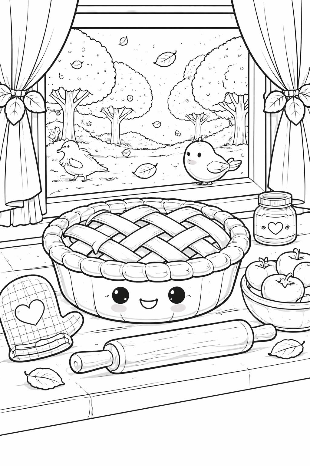 kawaii corn coloring page | smiling ear of corn | cute harvest coloring sheet