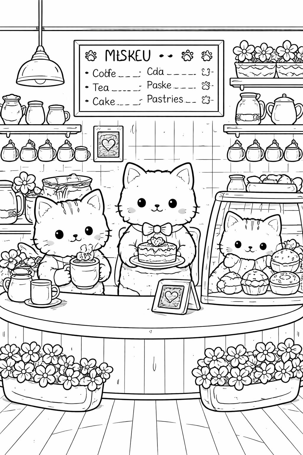 kawaii Halloween cat coloring page | cute spooky kitten | festive coloring sheet