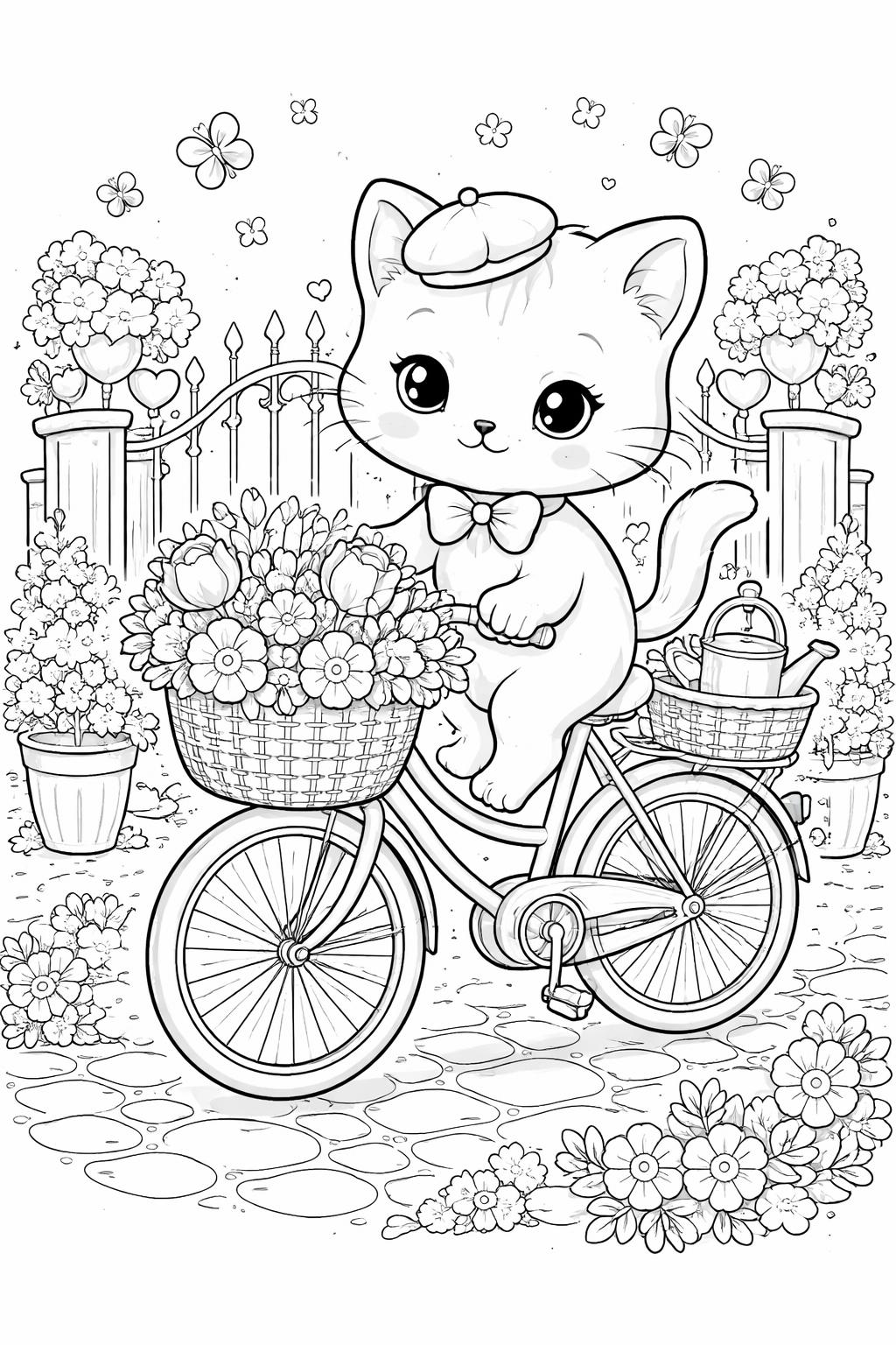 kawaii cat in a teacup coloring page | tiny cozy kitten | cute coloring sheet