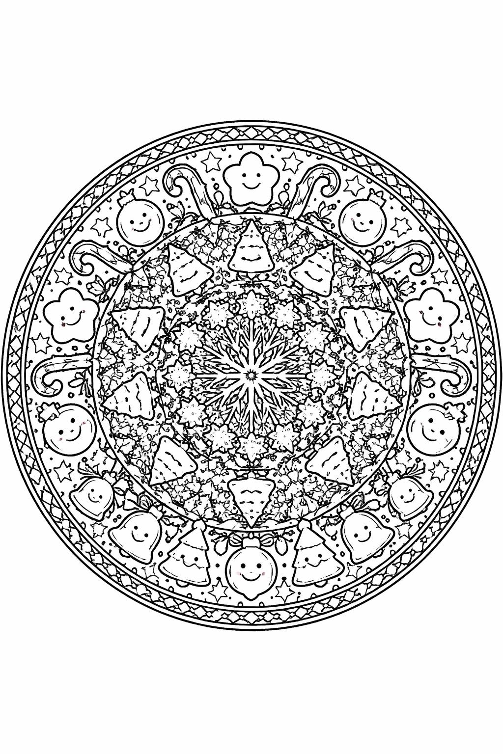 kawaii Christmas village coloring page | adorable snowy houses | holiday coloring activity