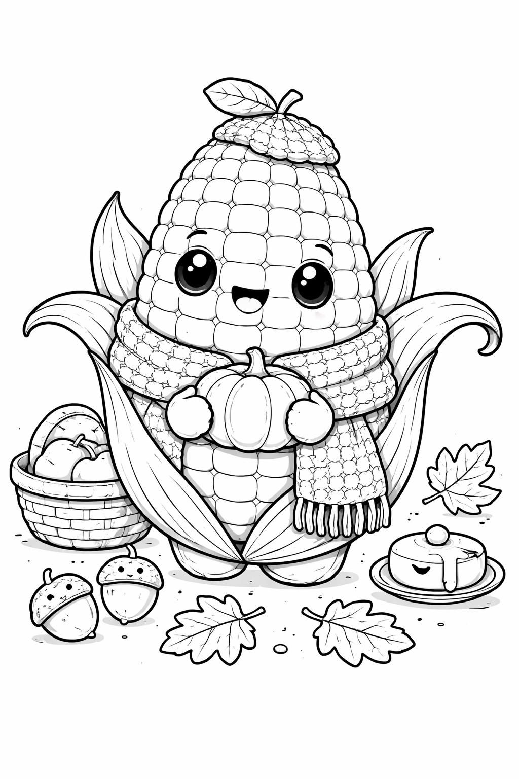 kawaii mashed potatoes coloring page | cute holiday side dish | fun Thanksgiving activity