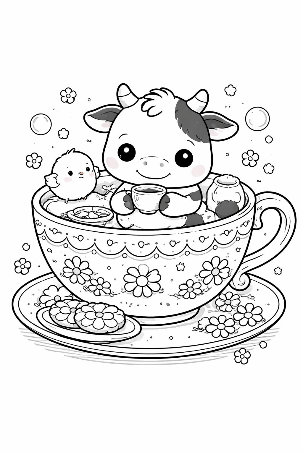 cute baby cow coloring page | sweet cartoon calf | printable coloring sheet