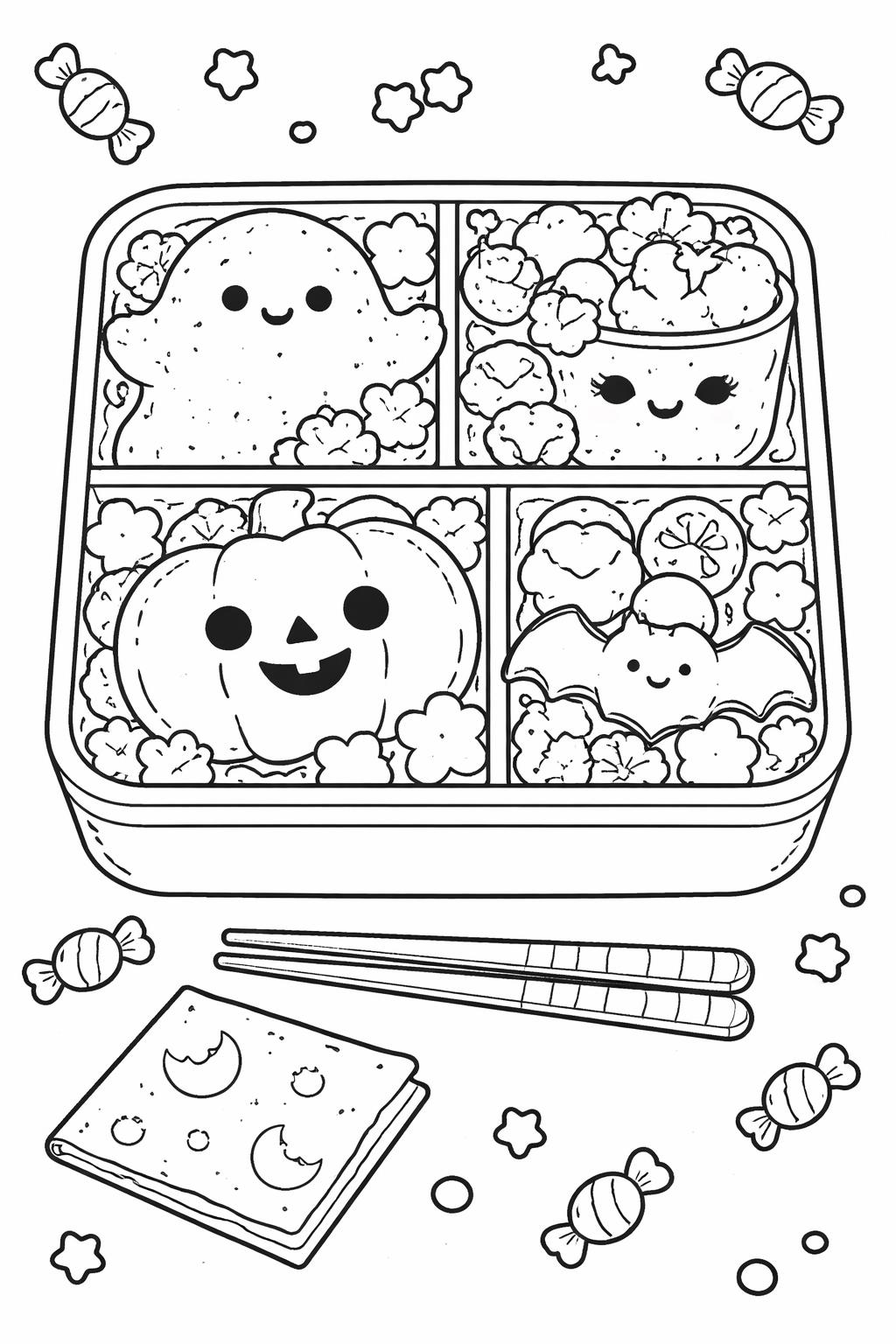 kawaii pumpkin coloring page | happy jack-o'-lantern character | kids Halloween activity