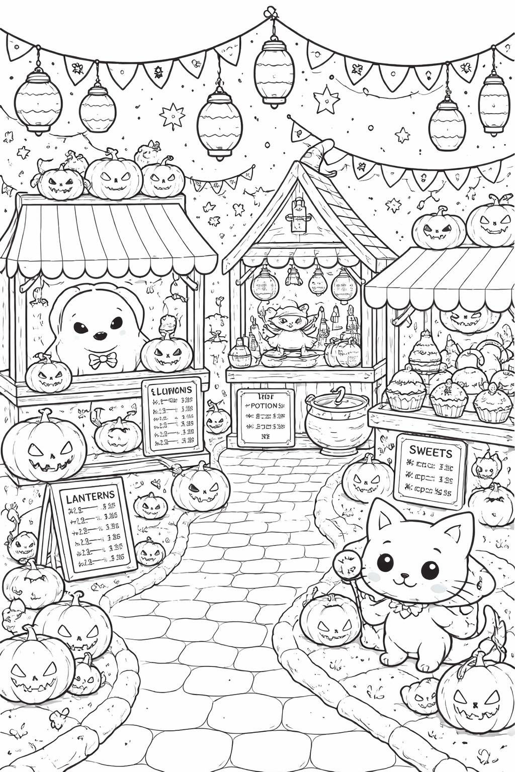 kawaii Frankenstein coloring page | cute monster character | Halloween coloring activity