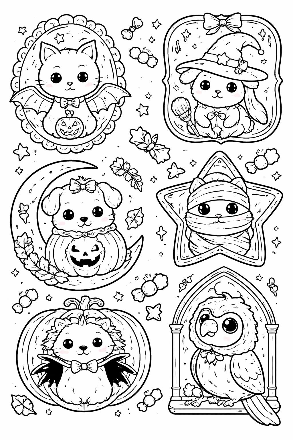 kawaii spider coloring page | cute eight-legged character | fun kids coloring activity