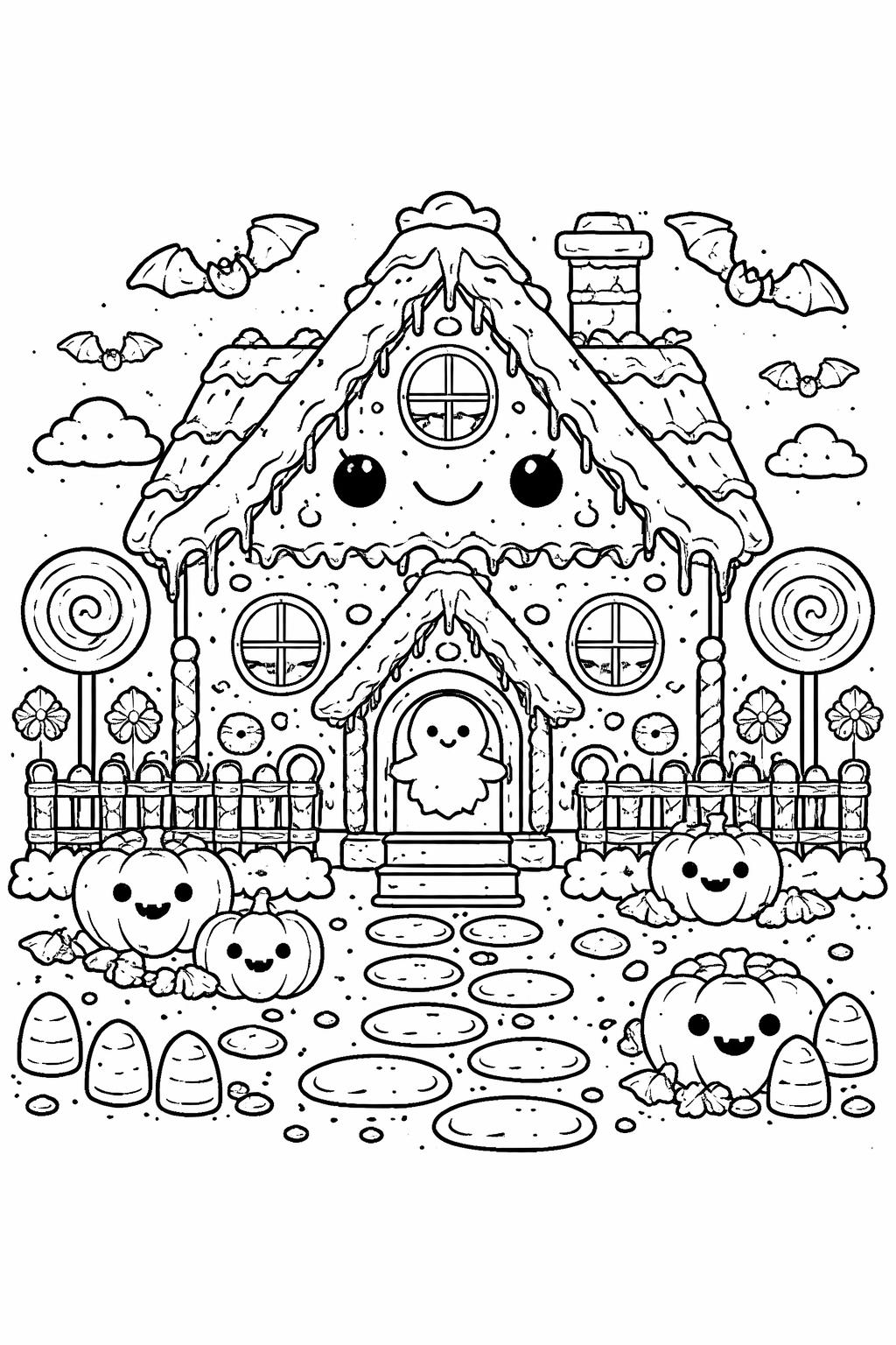 kawaii monster coloring page | friendly spooky creature | cute kids printable