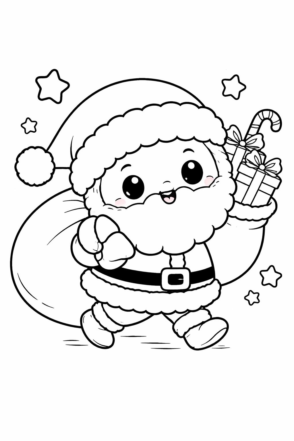 kawaii Santa Claus coloring page | cute smiling Santa | printable Christmas sheet