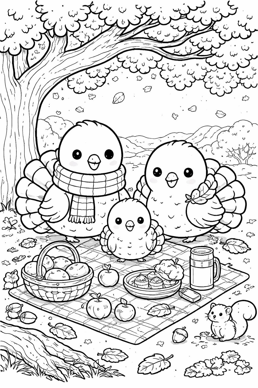 kawaii acorn coloring page | cute woodland nut character | fun autumn coloring sheet