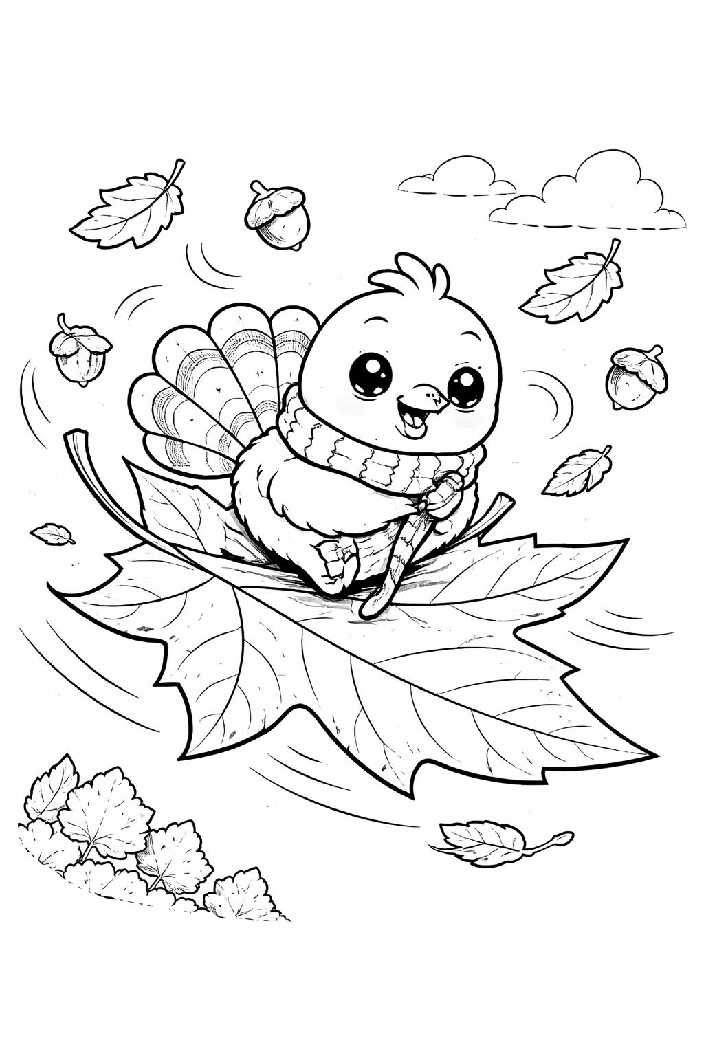 kawaii fall mushroom coloring page | adorable woodland fungi | cozy autumn coloring activity