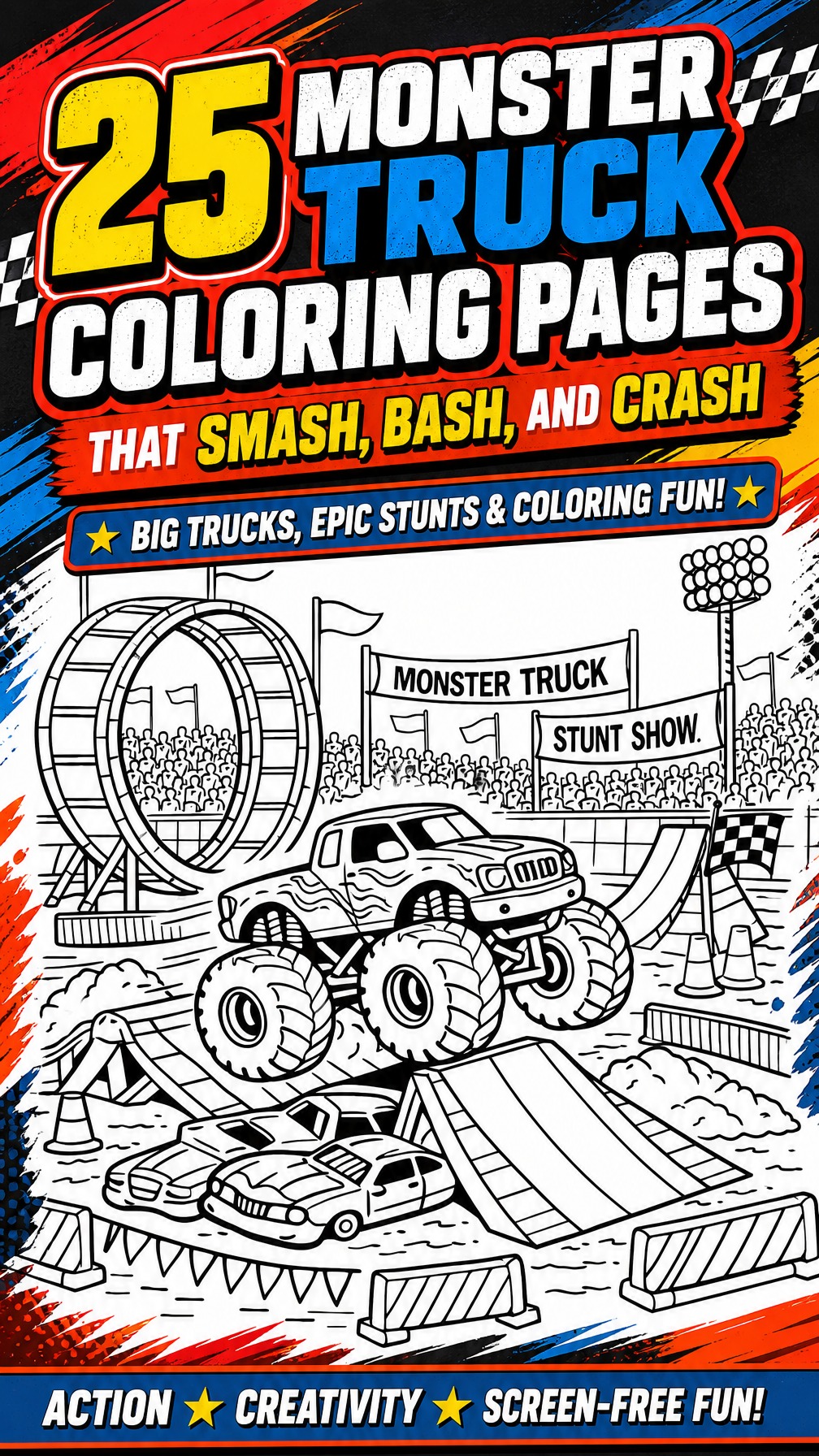 monster truck coloring page | giant truck printable coloring sheet | kids activity