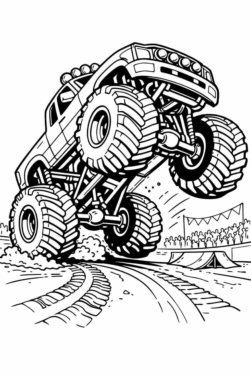 monster truck smashing cars coloring page | crashing truck action | exciting kids activity