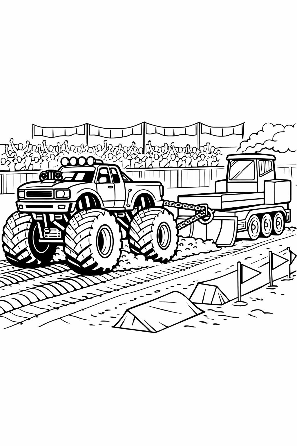 cute monster truck coloring page | friendly cartoon truck | easy kids coloring sheet