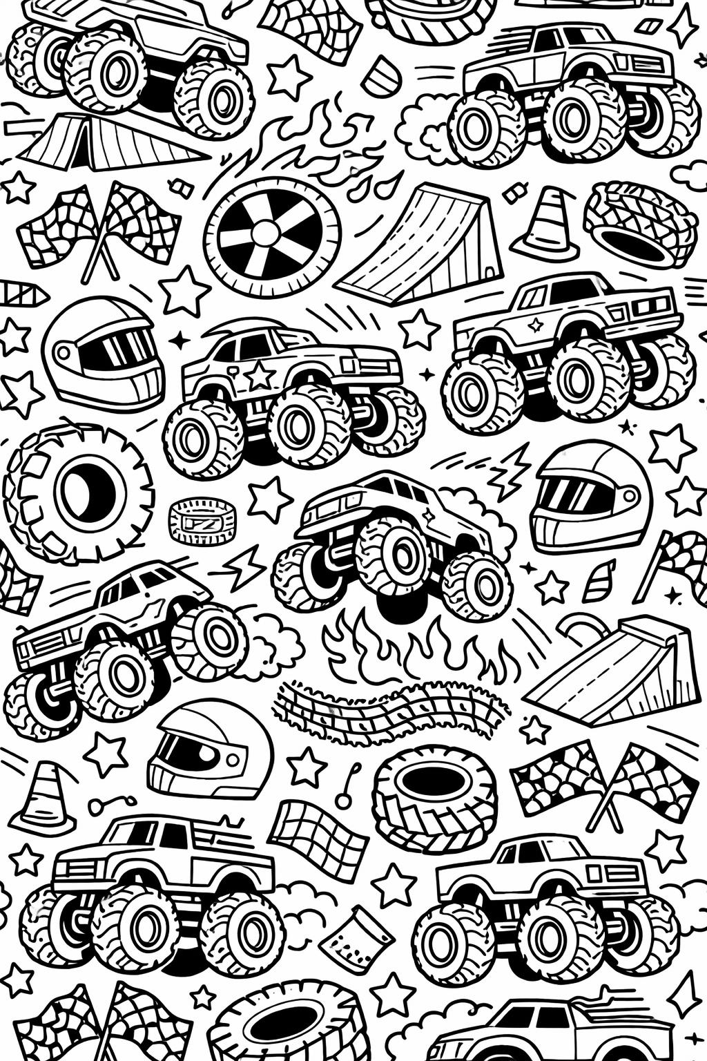 monster truck coloring page for kids | smash bash and crash designs | fun vehicle activity