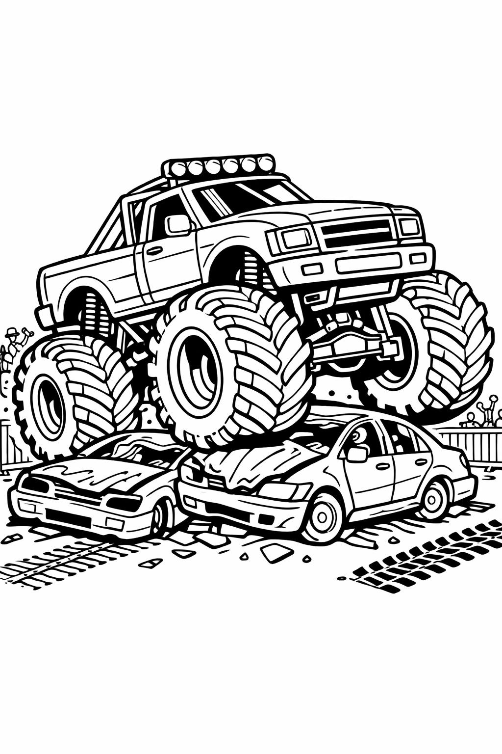 monster truck jumping coloring page | truck soaring through the air | printable coloring sheet