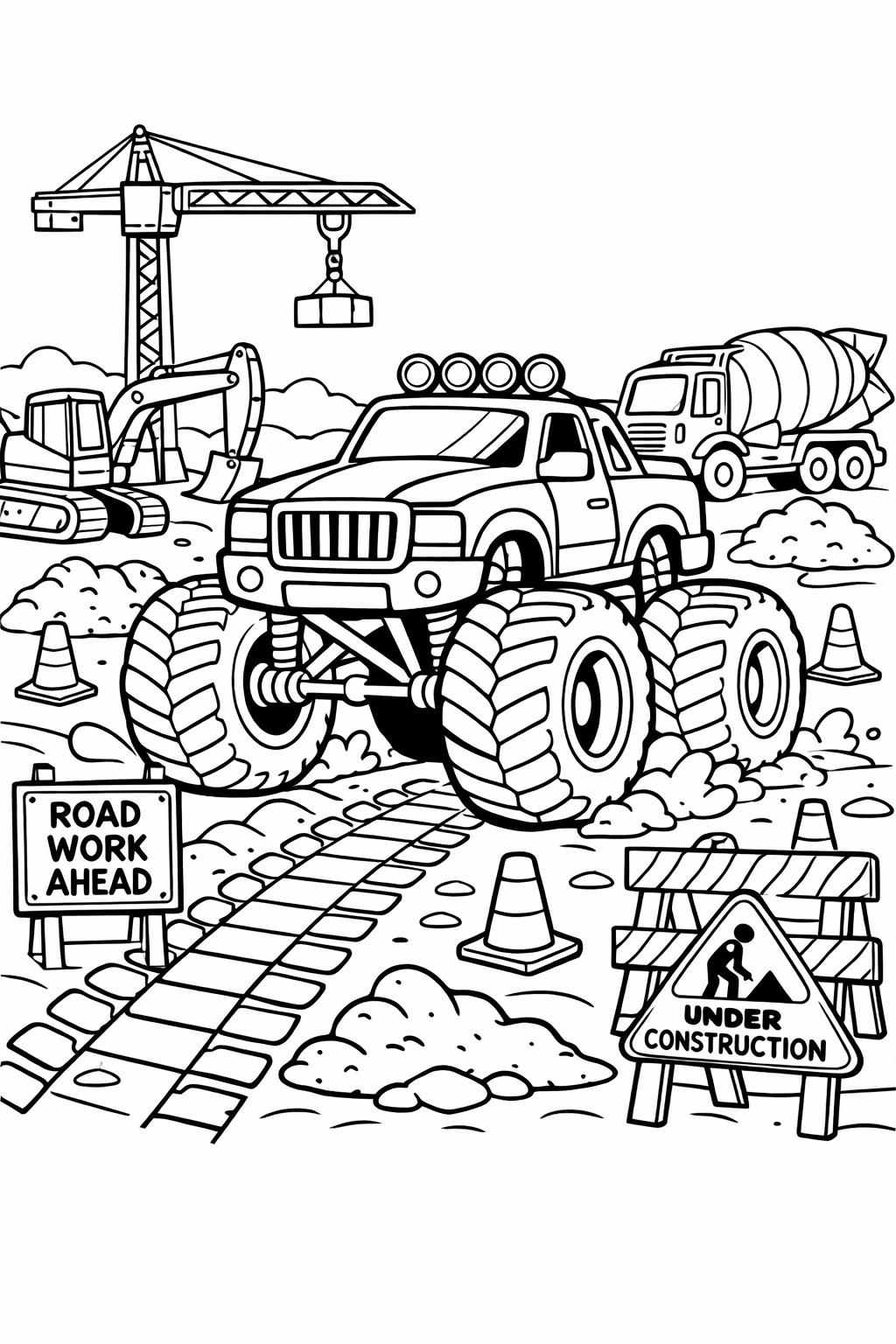 monster truck dinosaur coloring page | prehistoric themed truck | fun kids printable