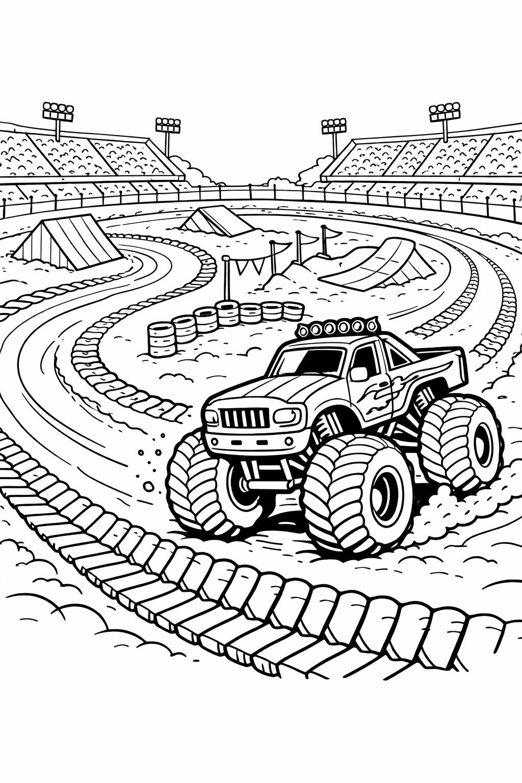 monster truck crushing cars coloring page | smash and bash action | fun truck activity