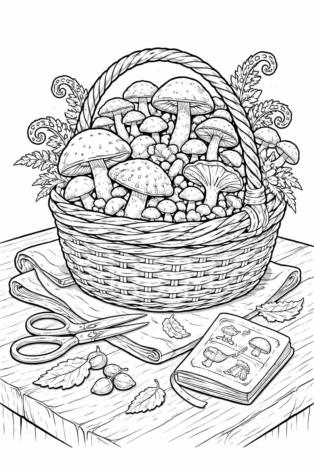 mushroom with butterflies coloring page | woodland fungi and fluttering wings | kids printable sheet