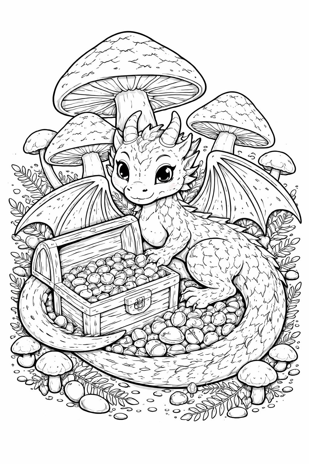 detailed mushroom coloring page | intricate gills and textured caps | relaxing adult coloring sheet