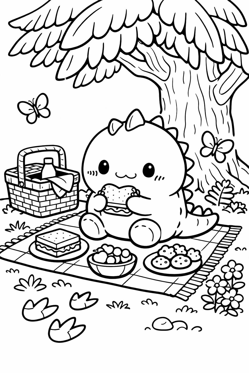 Squishmallow dinosaur coloring page | adorable prehistoric character | kids coloring activity