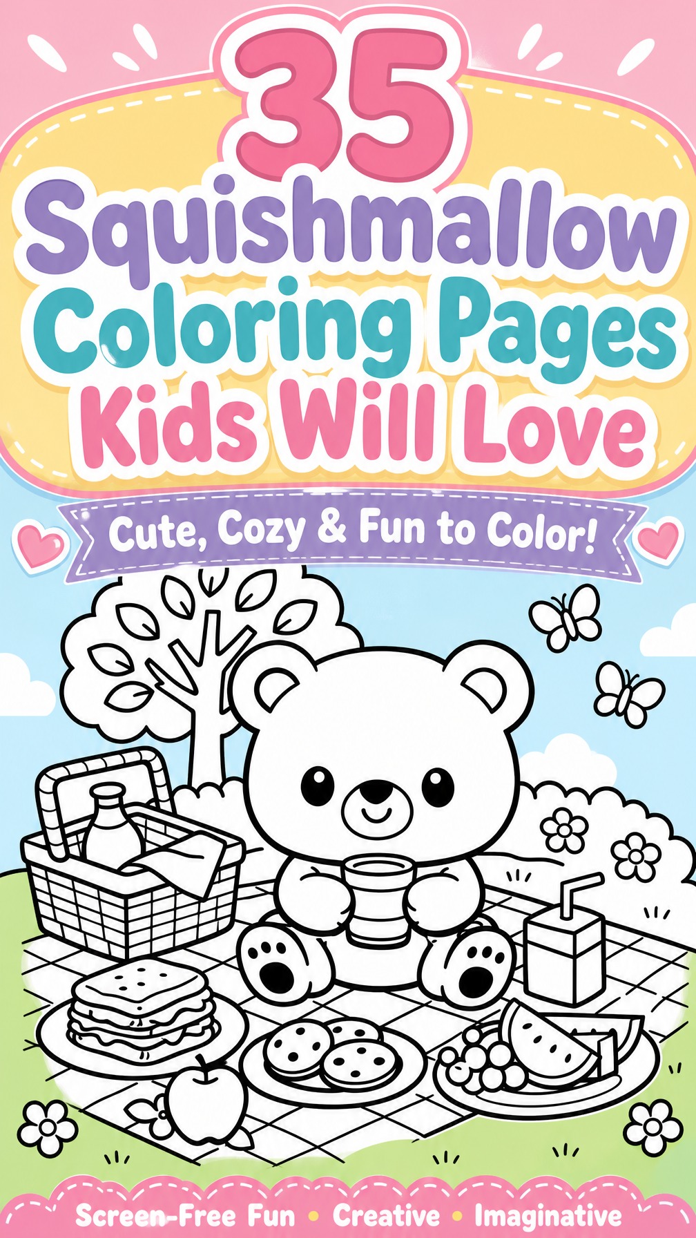 Squishmallow coloring page | cute plush character | kids printable coloring sheet