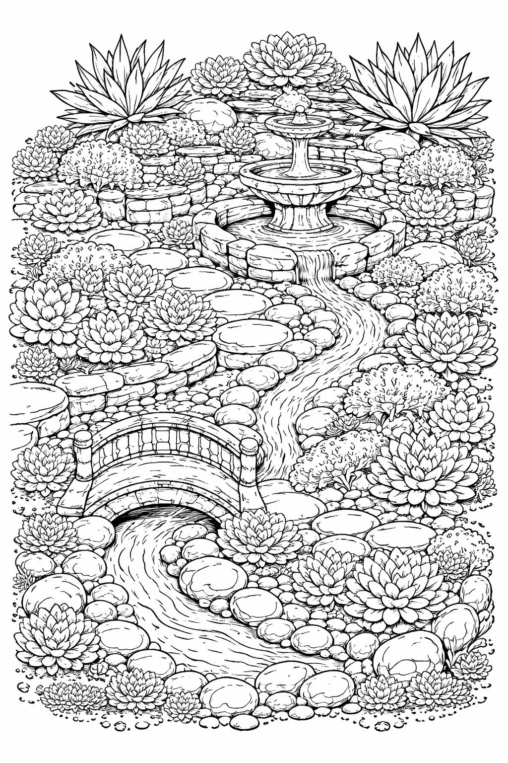 flowering succulent coloring page | delicate blossoms and fleshy leaves | relaxing printable sheet