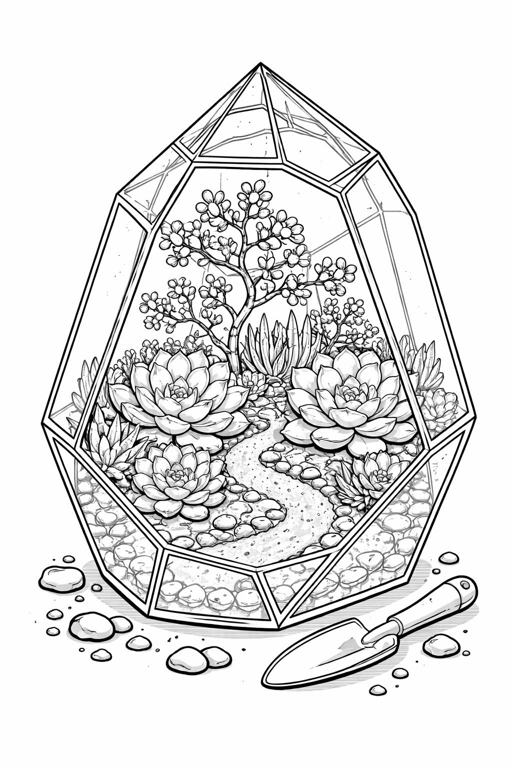 succulent in a decorative pot coloring page | ornamental planter patterns | detailed adult artwork